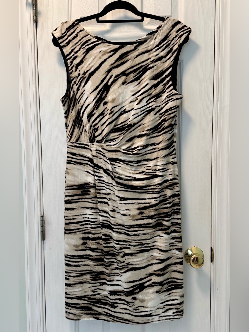 Biancoghiaccio Italian Chic Dress XL Black Cream Animal Print Luxury